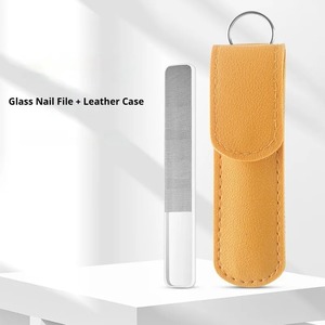 Professional Finger Toe Nail Crystal Glass Nail <b>File</b> 100 Grit Single Sided Disposable Leather <b>Case</b> Mini Nail Care Tool - Product Image 5