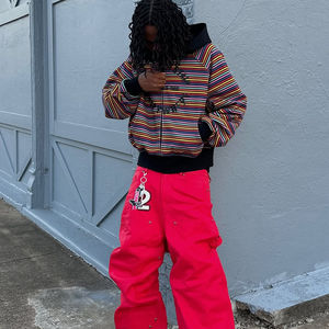 Sudaderas con Capucha Personalizadas para Hombre, Sudadera Holgada de Estilo Urbano para Hombre, Sudadera con Capucha de Rayas - Product Image 3