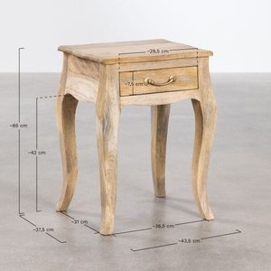 Mesita de Noche Moderna de Madera de Mango con 2 Cajones, Mesa Auxiliar Tallada para Dormitorio - Product Image 3