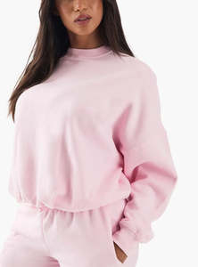 Sweat-shirts pour femmes en molleton de coton de haute qualité, grammage lourd, avec logo imprimé personnalisé, coupe oversize et courte, style streetwear - Product Image 2