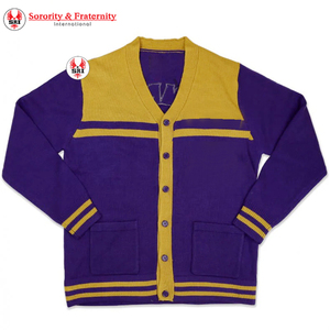 Cárdigan Personalizado Omega de Acrílico Bordado, Cárdigan Transpirable de Alta Calidad para Fraternidad Griega Psi, Suéter para Hermandad Masculina - Product Image 1
