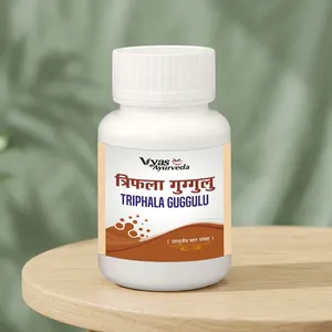 Triphala Guggulu, Suplemento en Polvo de Extracto Herbal Ayurvédico en Botella, 100% Puro de Grado Alimenticio, 70% Apoyo para el Bienestar Digestivo - Product Image 1