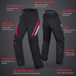 Motorcycle Leather Cordura Riding Pants with CE Removable <b>Knee</b> & Hip <b>Protectors</b> | Waterproof Biker Trousers | Hike Impex - Product Image 2