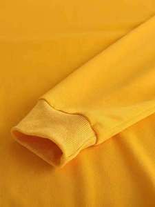 เสื้อสเวตเชิ้ตคอกลมสีเหลืองแบบยูนิเซ็กซ์ ทรงโอเวอร์ไซส์ ผ้าถัก สวมใส่สบาย สีพื้น แขนยาว เหมาะสำหรับใส่ในฤดูใบไม้ร่วง - Product Image 4