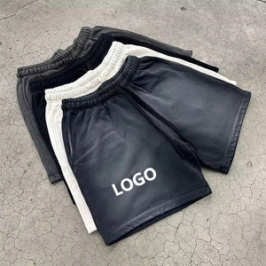 Shorts tricotés pour hommes, personnalisés, style vintage, délavés à l'acide, à taille élastique, effet délavé soleil, avec bords bruts, style décontracté, vente en gros, fourniture OEM - Product Image 1