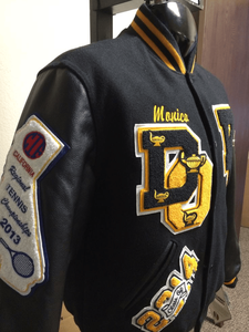 Vestes de baseball et vestes universitaires pour hommes, broderie personnalisée, patchs en chenille, noir et blanc, vestes universitaires vierges, vente en gros - Product Image 5