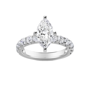 Hermoso corte Marquesa con banda de corte redondo CVD HPHT Lab Grown Diamond Anillo de compromiso Joyería personalizada El mejor regalo para ella - Product Image 1