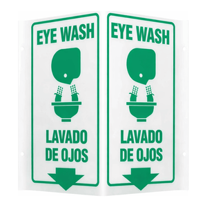 Panneau de signalisation de sécurité bilingue pour lavage des yeux (anglais/espagnol) – Panneau d'avertissement en PVC haute visibilité pour laboratoires - Product Image 3