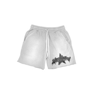 Pantalones cortos de algodón para hombre con efecto lavado ácido, bajo sin rematar, estampado serigrafiado, logo en relieve, estilo streetwear personalizado, ajuste holgado - Product Image 5