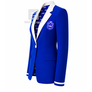 Blazer personnalisé de la sororité Zeta Phi Beta, logo brodé bleu et blanc, doublure en polyester avec logo imprimé répété pour femme - Product Image 4