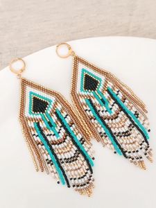 Boucles d'oreilles perlées marron foncé, couleur chocolat, finition unie, prix usine, vente en gros - Product Image 6