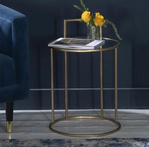Modern Brass Frame Glass Top <b>Console</b> <b>Table</b> Contemporary Living Room Accent Furniture - Product Image 1