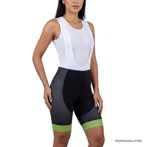 Cuissard unisexe ajusté avec dos en mesh blanc et bordure verte, écologique, respirant, séchage rapide, en Spandex et Polyester, pour le cyclisme - Product Image 2