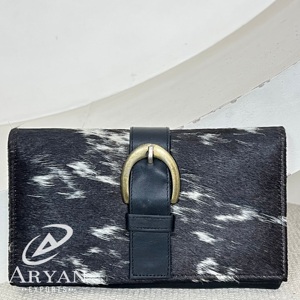 Nouveau véritable fait à la main en cuir de vachette véritable portefeuilles pour femmes portefeuille mince à deux volets en cuir de haute qualité Western pochette sac à main portefeuilles - Product Image 1