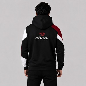 Sweat à capuche personnalisable pour homme, en polyester/coton, style hiver, classique, uni, avec logo brodé, poche kangourou, épais - Product Image 2