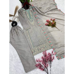 ผ้าชิโน่มีลำดับเย็บปักลายด้วยผ้าลายสองสีเทา - Product Image 5