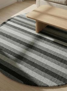 Modern Minimalist <b>Wool</b> Striped Anti-Slip Soft Tufted Grey Charcoal White Circle Area Rug Living Room Bedroom Decor - Product Image 4
