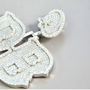 Pendentif solitaire unisexe de luxe en moissanite taille brillant, en argent sterling 925 massif, entièrement serti, style hip-hop, cadeau pour lui - Product Image 1