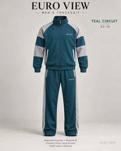 Ensemble de survêtement pour homme EURO VIEW, 100% coton, hiver, couleur contrastée, veste à col montant avec fermeture éclair, pantalon cargo, 2 pièces - Product Image 4