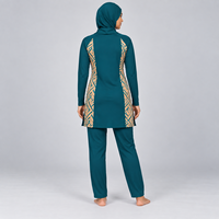 Ensemble Burkini 3 Pièces Premium pour Femme, Modeste, Entièrement Couvrant, Coupe Haute, Imprimé, Logo Avant, Style Islamique