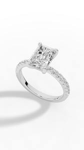 Anillo de cinco piedras con diamantes cultivados en laboratorio de corte radiante Halo y corte brillante redondo, el más vendido, oro de 18 quilates, joyería fina al por mayor OEM - Product Image 4