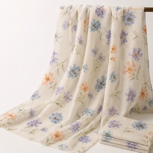 Tissu Georgette 100% Polyester Biologique à Motif Floral, Anti-Bactérien, Transparent et Léger pour Couverture Bébé et Décoration Intérieure - Product Image 1