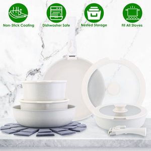 Juego de Utensilios de Cocina Antiadherentes de 17 Piezas con Inducción, Asas Desmontables, Calentamiento Rápido, Sartén y Cacerola para Uso en la Cocina - Product Image 2