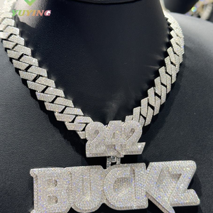 Pendentif Breloque Personnalisé Plaqué Or avec Lettre, Moissanite VVS Baguette, Style Hip Hop Iced Out, pour Fête - Product Image 4