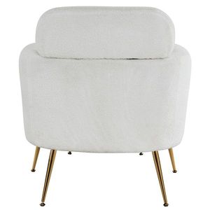Poltrona Singola in Velluto per Interni, Semi-Smontata con Piedini e Pedane Dorati, Beige, per Soggiorno - Product Image 6