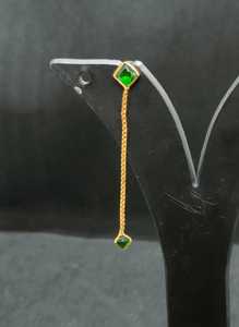 Premium Gold Plated Green Stone Long <b>Chain</b> Drop <b>Earrings</b> Double Crystal Elegant Luxury Fashion Jewelry for Women Girls Wholesale - Product Image 2