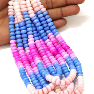 Hermosas cuentas de ópalo multicolor en forma de rondel, lisas, de 15 pulgadas, 7-10 mm, de colores mixtos, cuentas de ópalo liso de calidad AAA. - Product Image 2