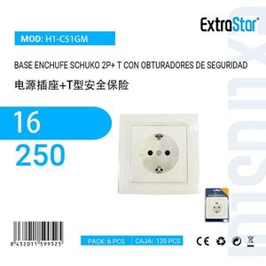 Prise électrique ExtraStar Schuko 2P type T avec fusible de sécurité 16A 250V - Product Image 1
