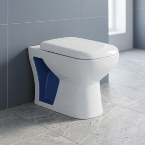 Cuvette de toilettes de luxe rétro imprimée bicolore en céramique EWC, WC européen bleu carré avec siège design - Product Image 1