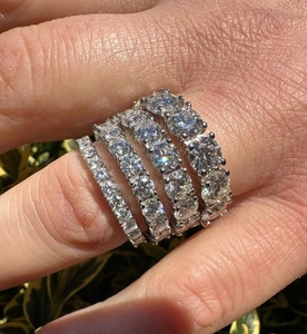 3-4MM Moissanite Eternity <b>Ring</b> Wedding Band 925 Sterling Silver VVS Moissanite <b>Diamond</b> <b>Ring</b> Passes <b>Diamond</b> Tester - Product Image 1