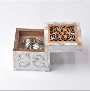 Quemador de incienso Mabkhar personalizado con incrustaciones de nácar, diseño de celosía árabe, incrustaciones de Sadaf de alta calidad, Bakhoor religioso, MDF con incrustaciones de nácar para todas las estaciones - Product Image 5