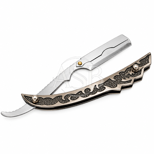 Navaja de Barbero Personalizada de Alta Calidad, Acero Inoxidable, Cuchilla Reemplazable, Logotipo Personalizado, Mango Plegable con Diseño Grabado - Product Image 3