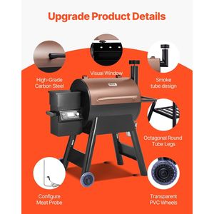 Parrilla Eléctrica de Pellets de Madera 8 en 1 con Pantalla LCD, Ahumador con Área de Cocción de 575 Pulgadas Cuadradas, Parrillas para Barbacoa al Aire Libre - Product Image 5