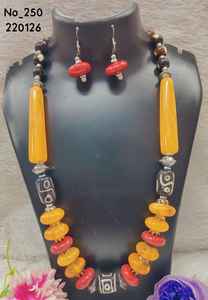 <b>Boho</b> Fusion Alloy Geometric Beaded Statement <b>Necklace</b> Trendy Exaggerated Unisex Jewelry for Gift - Product Image 3