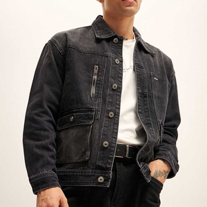 เสื้อแจ็คเก็ตยีนส์ผู้ชาย SCORPIUS INDUSTRIES สไตล์สตรีทแวร์ลำลองสำหรับฤดูหนาว ผ้าฝ้ายคอตตอน ปกคอพับ ปิดด้วยซิป แต่งกระดุม - Product Image 1