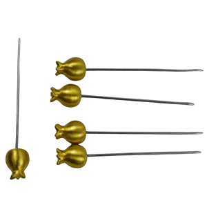 Palillos de cóctel de metal dorado con forma de granada, brochetas reutilizables de acero inoxidable para frutas, set decorativo de pinchos para aperitivos y martinis para eventos - Product Image 6