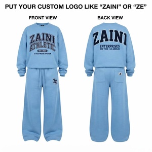 <b>Women</b> <b>Sweatsuit</b> Premium 320 GSM Cotton Polyester Fleece Crewneck Jogger Set Custom Logo Soft Warm Casual Streetwear Clothing Set - Product Image 1