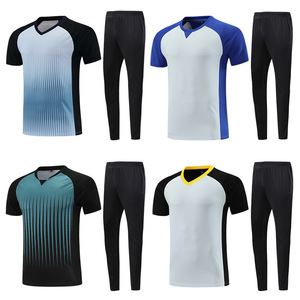 Ensemble de maillot de football pour homme à col en V, manches courtes, polyester respirant, noir et vert, logo imprimé, toutes saisons, coupe classique - Product Image 4