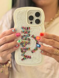 เคสโทรศัพท์มือถือ TPU ลายหยักสีชมพูประดับลูกปัดแก้วเมล็ดมะกอกสีเขียว งานแฮนด์เมด ป้องกันด้านหลัง - Product Image 6