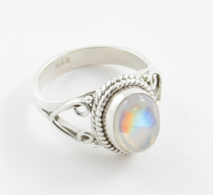 925 silver ring Natural Blue labradorite sterling silver ring women ring stone ring round stone ring classic & elegant - Product Image 3