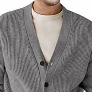 Cárdigan Gris de Alta Gama para Hombre, Cuello en V, Manga Larga, Color Sólido, Cierre de Botones, Ropa de Otoño, Corte Regular, Suéter de Punto de Lana y Acrílico - Product Image 3