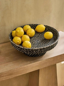 Cesta de Frutas Negra de Ratán Tejido Contemporáneo, Hecha a Mano, Decoración para el Hogar, Cesta de Frutas Retro, Tazón Decorativo para el Hogar - Product Image 2
