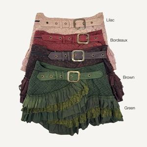 Minifalda con Volantes |   Falda de Hada Élfica |   Falda Bohemia con Cinturón y Capas |   Ropa Estilo Gitano para Mujer para Festivales - Product Image 4