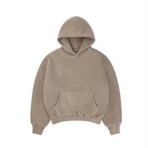 เสื้อฮู้ดดี้สตรีทแวร์ปักลายแบบกำหนดเอง ผ้าฟลีซหนา 360 กรัม ผ้าฝ้าย 100% ดีไซน์เนอร์ทรงบ็อกซี่ สไตล์วินเทจ ล้างสีแบบแอซิดวอช สำหรับผู้ชาย - Product Image 1
