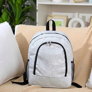 Mochila Personalizada de Poliéster con Brillo Plateado para Animadoras, Ribete Negro, Logotipo del Equipo, OEM, Venta al Por Mayor - Product Image 3