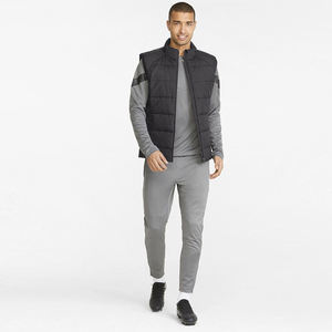 <b>Men's</b> <b>Black</b> Stand Collar Padded <b>Vest</b> With Zipper Closure Windproof Winter Outerwear Sporty Style - Product Image 3